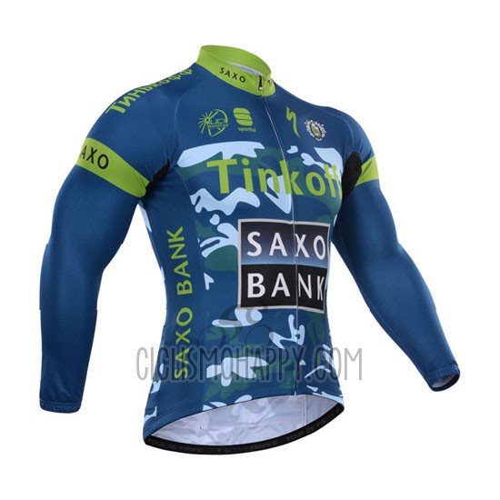 Tinkoff Saxo Bank Cycling Jersey Bib Tight 2015 Long Sleeve Sky Blue and Blue